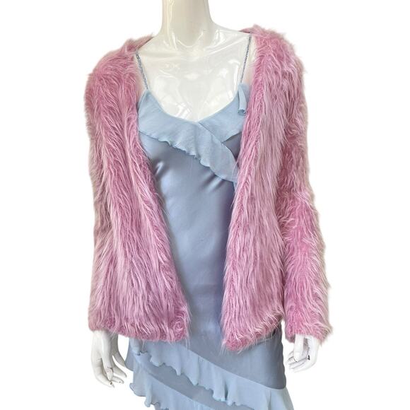 Rare Quality Stunning Vintage Ultra Shaggy Pink Mohair Cardigan Small